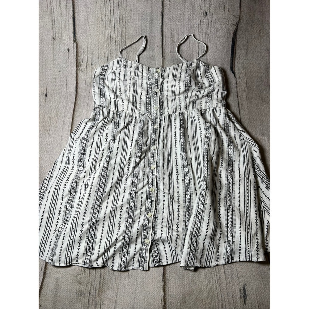 Old Navy Cami Dress Womens XXL White Black Stripe Boho Button Front Minimalist